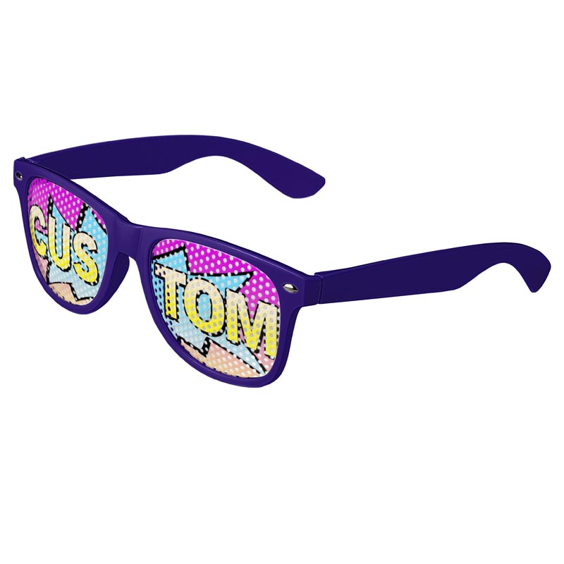 Logo Lenses Custom Printed Lenses Retro Sunglasses - Purple