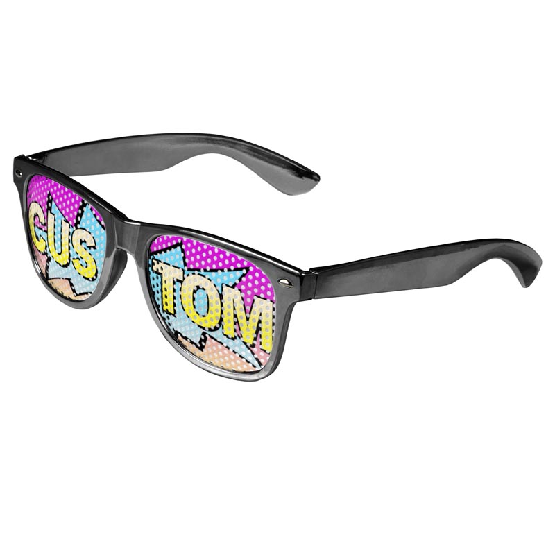 Logo Lenses Custom Printed Lenses Retro Sunglasses - Silver