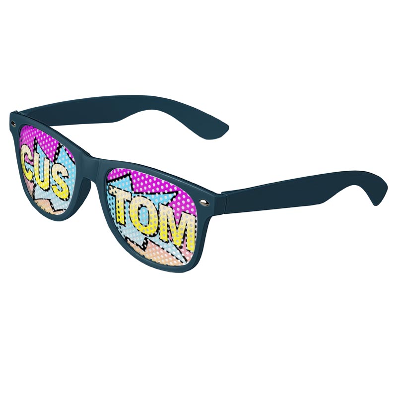 Logo Lenses Custom Printed Lenses Retro Sunglasses - Teal