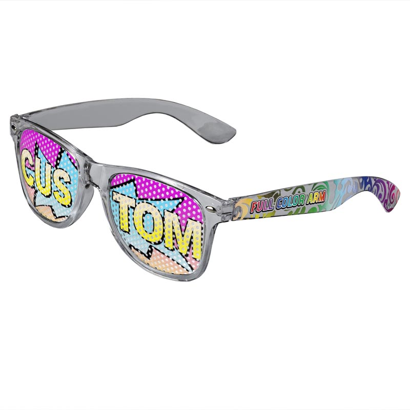 Logo Lenses Custom Printed Lenses Retro Sunglasses - Clear