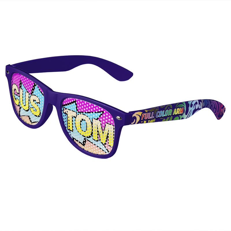 Logo Lenses Custom Printed Lenses Retro Sunglasses - Purple
