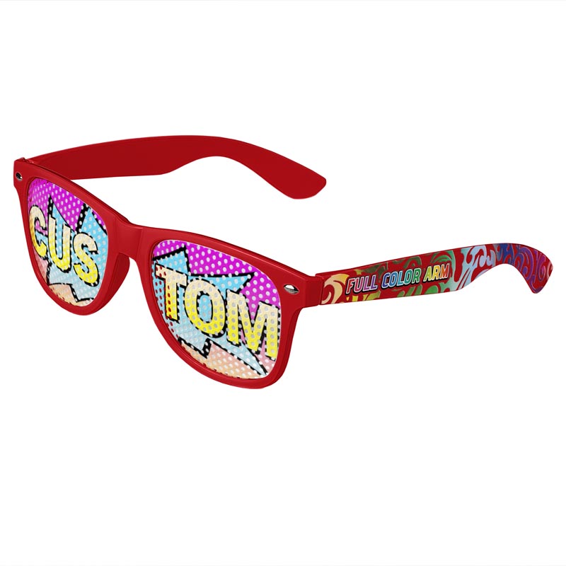 Logo Lenses Custom Printed Lenses Retro Sunglasses - Red
