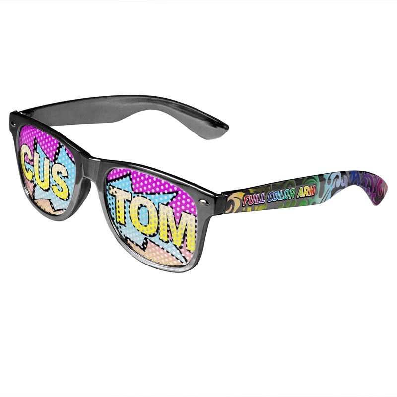 Logo Lenses Custom Printed Lenses Retro Sunglasses - Silver