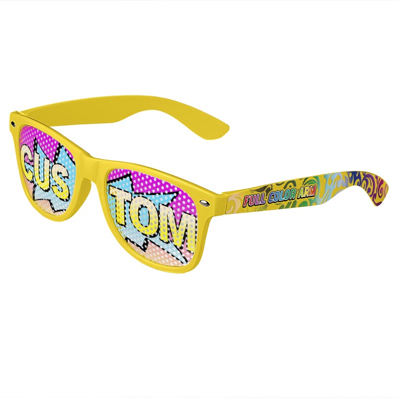 Logo Lenses Custom Printed Lenses Retro Sunglasses - Yellow