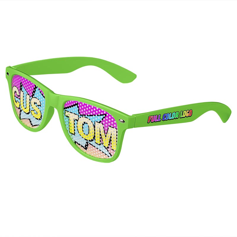 Logo Lenses Custom Printed Lenses Retro Sunglasses - Green