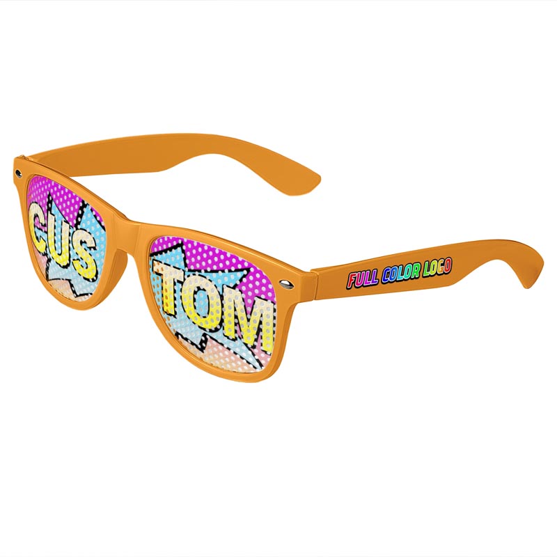 Logo Lenses Custom Printed Lenses Retro Sunglasses - Orange