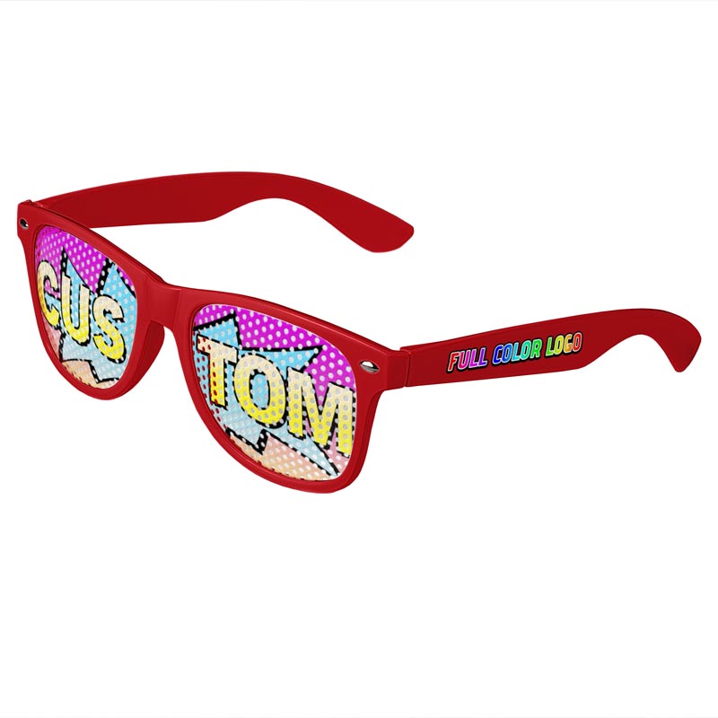 Logo Lenses Custom Printed Lenses Retro Sunglasses - Red