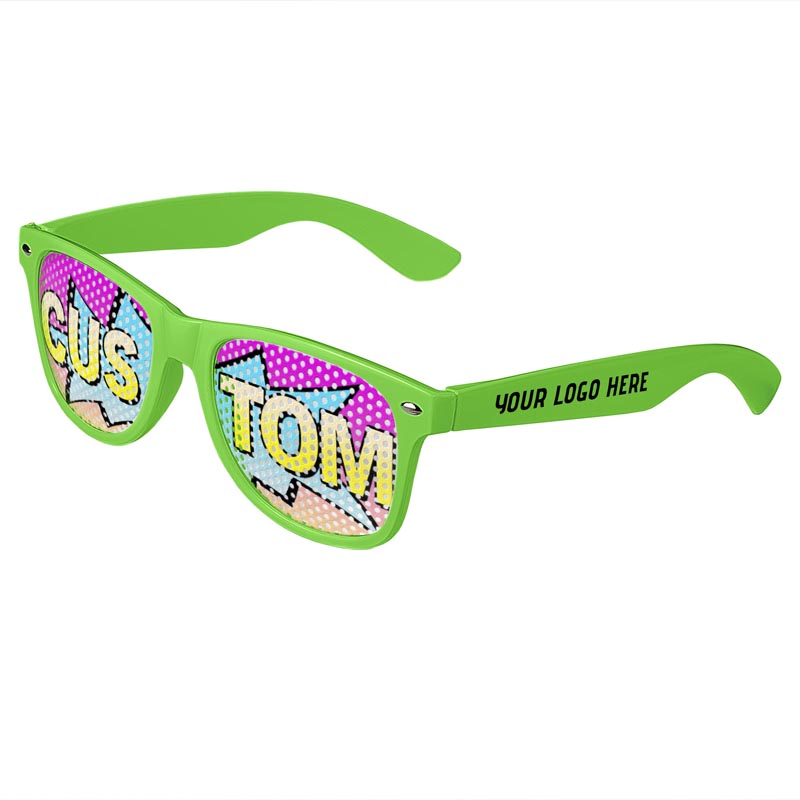 Logo Lenses Custom Printed Lenses Retro Sunglasses - Green