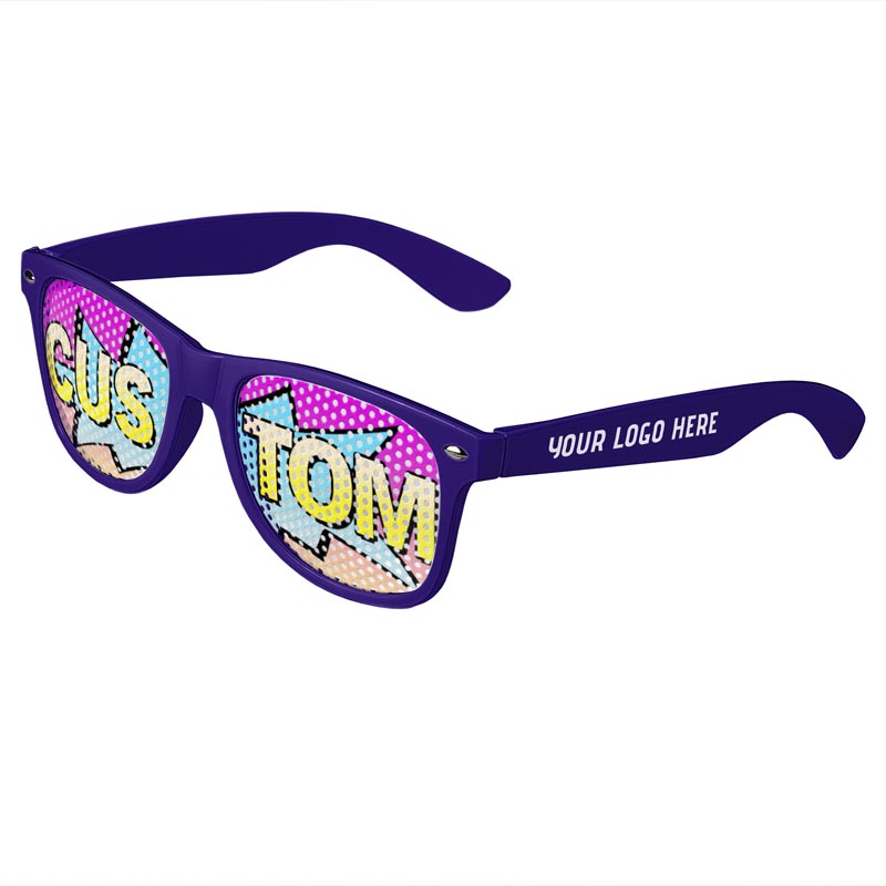 Logo Lenses Custom Printed Lenses Retro Sunglasses - Purple