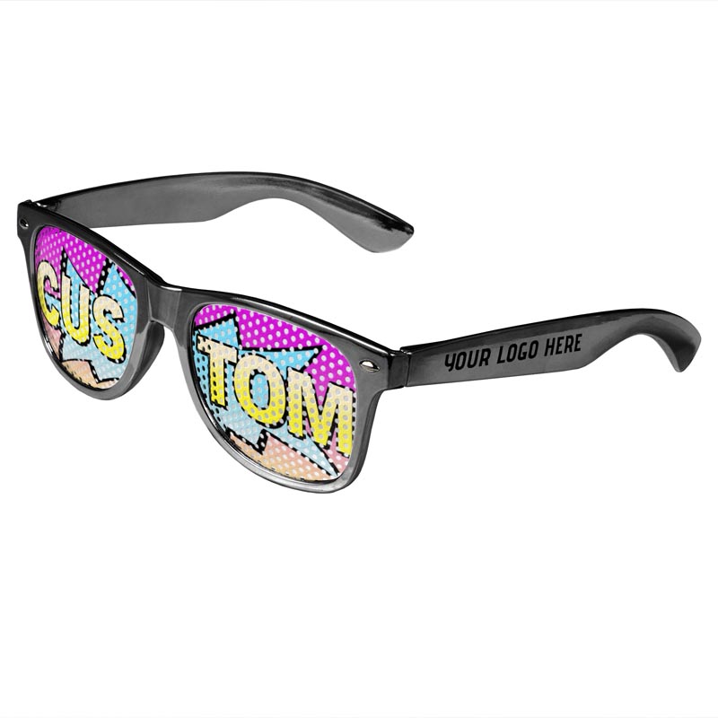 Logo Lenses Custom Printed Lenses Retro Sunglasses - Silver
