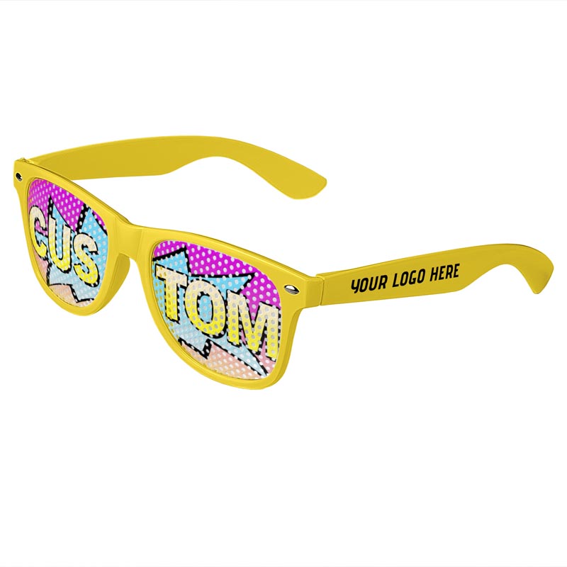 Logo Lenses Custom Printed Lenses Retro Sunglasses - Yellow