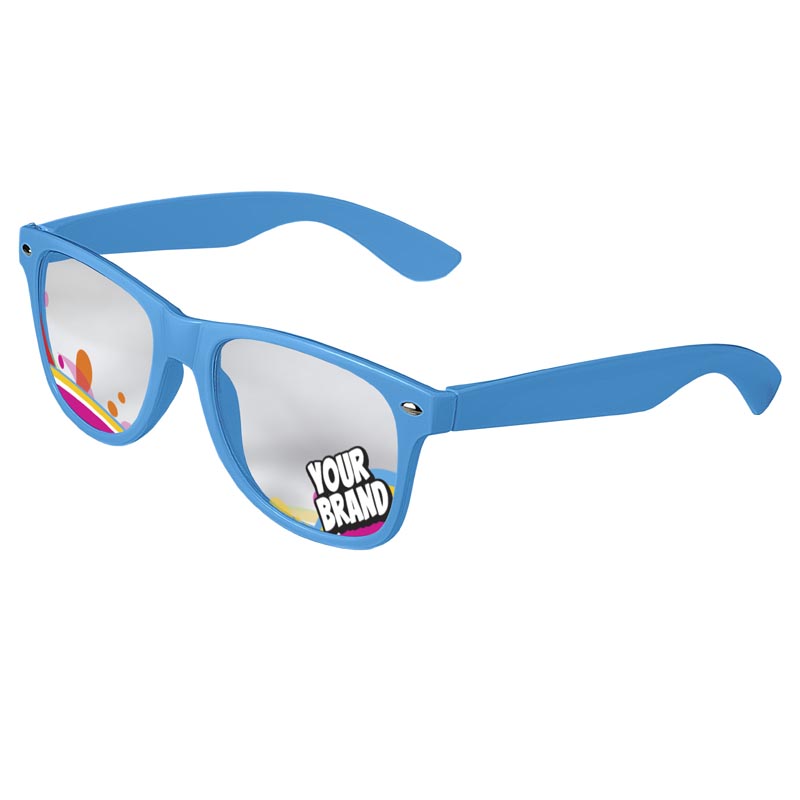 Direct-To-Lenses Custom Printed Clear Lenses Retro Sunglasses - Blue