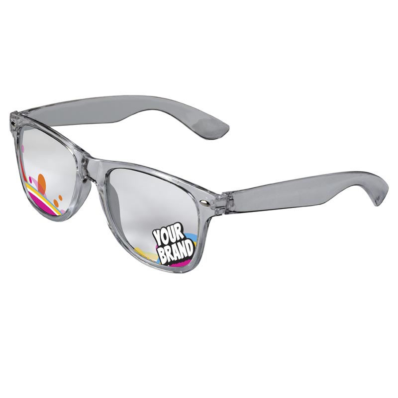 Direct-To-Lenses Custom Printed Clear Lenses Retro Sunglasses - Clear