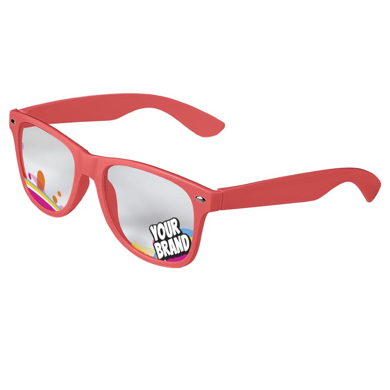 Direct-To-Lenses Custom Printed Clear Lenses Retro Sunglasses - Coral