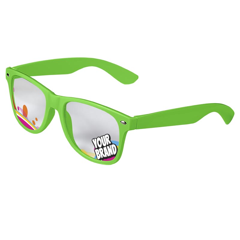 Direct-To-Lenses Custom Printed Clear Lenses Retro Sunglasses - Green