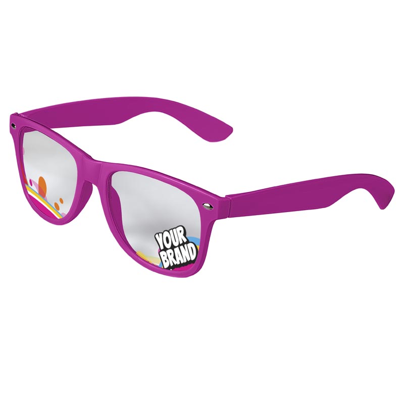 Direct-To-Lenses Custom Printed Clear Lenses Retro Sunglasses - Magenta