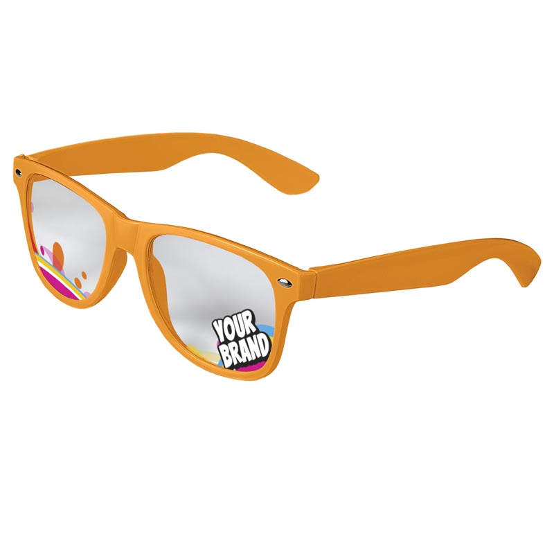 Direct-To-Lenses Custom Printed Clear Lenses Retro Sunglasses - Orange
