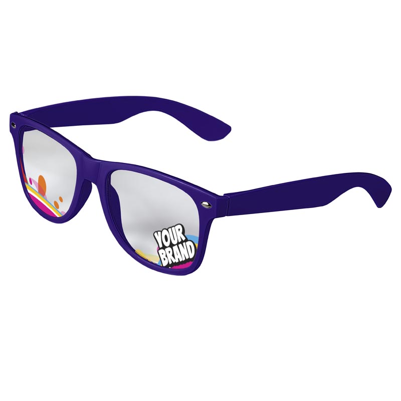 Direct-To-Lenses Custom Printed Clear Lenses Retro Sunglasses - Purple