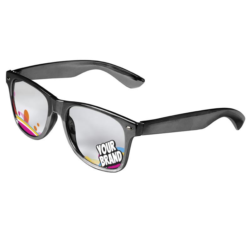 Direct-To-Lenses Custom Printed Clear Lenses Retro Sunglasses - Silver