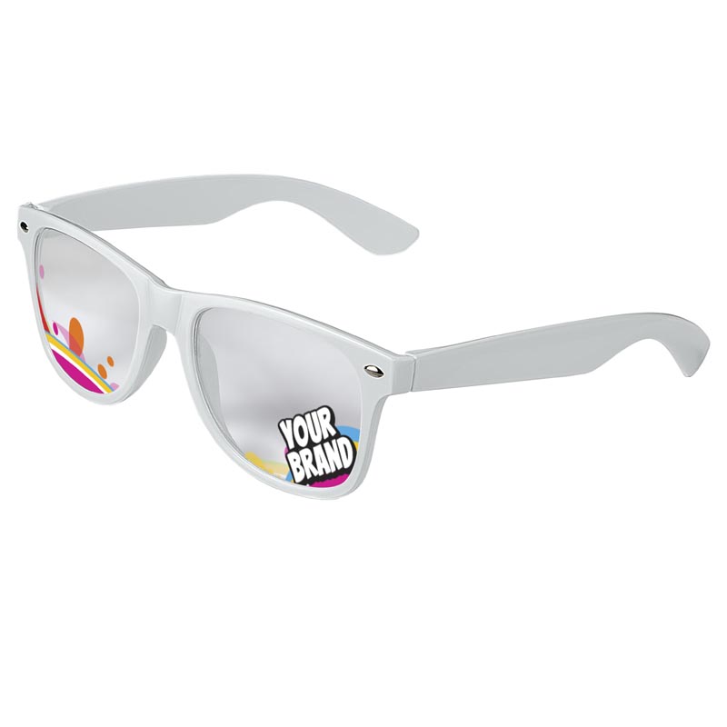 Direct-To-Lenses Custom Printed Clear Lenses Retro Sunglasses - White