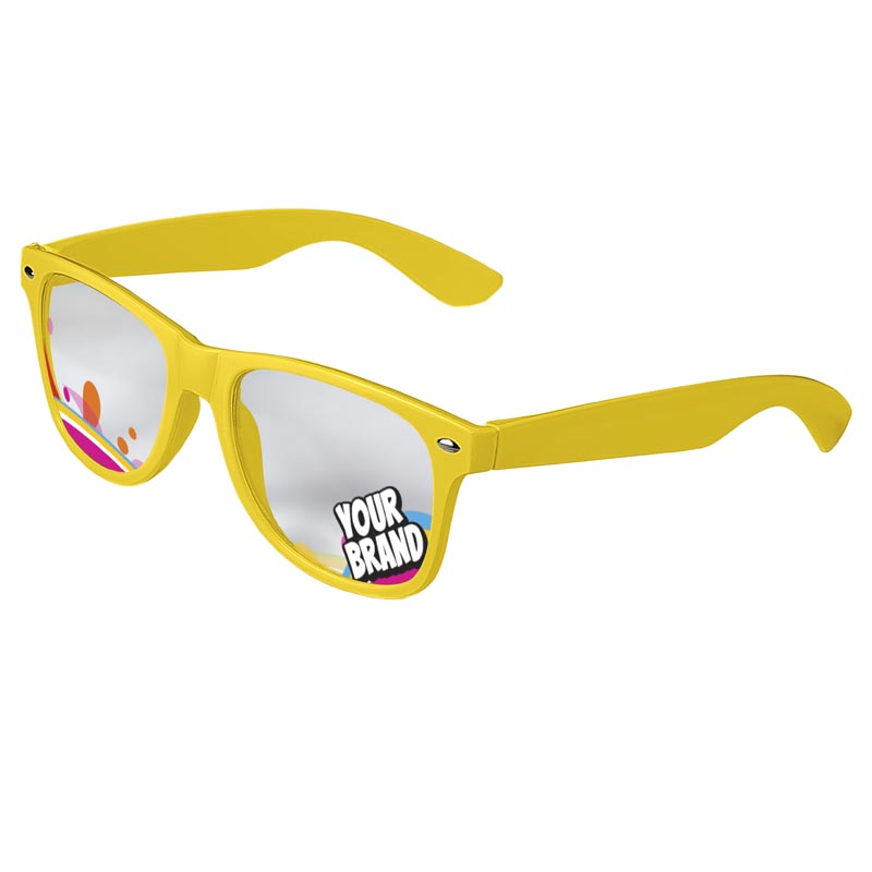 Direct-To-Lenses Custom Printed Clear Lenses Retro Sunglasses - Yellow