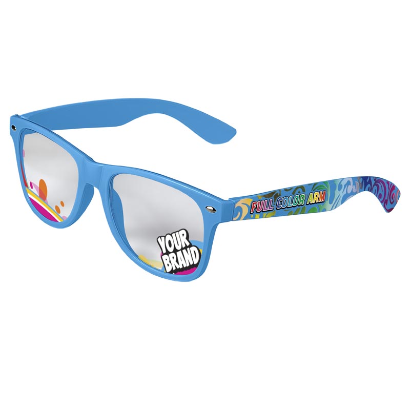 Direct-To-Lenses Custom Printed Clear Lenses Retro Sunglasses - Blue