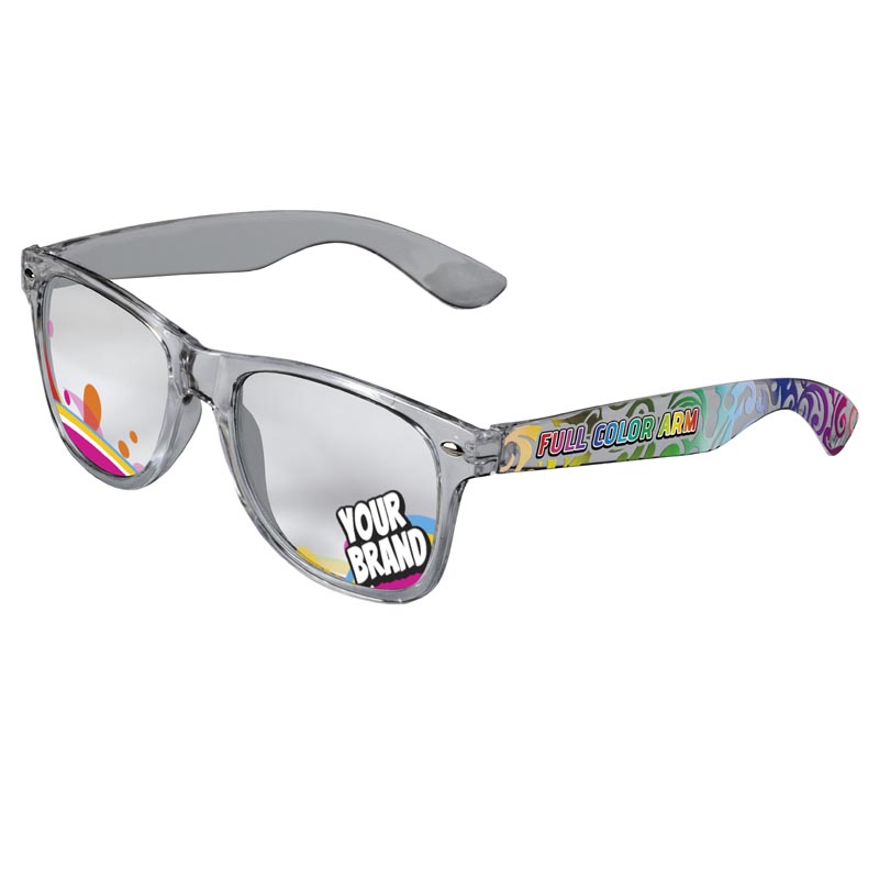 Direct-To-Lenses Custom Printed Clear Lenses Retro Sunglasses - Clear