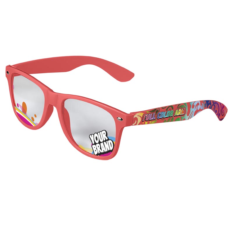 Direct-To-Lenses Custom Printed Clear Lenses Retro Sunglasses - Coral