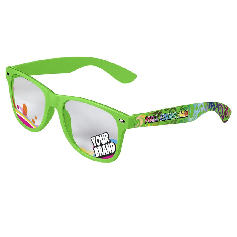 Direct-To-Lenses Custom Printed Clear Lenses Retro Sunglasses - Green