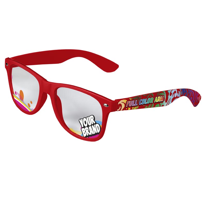 Direct-To-Lenses Custom Printed Clear Lenses Retro Sunglasses - Red
