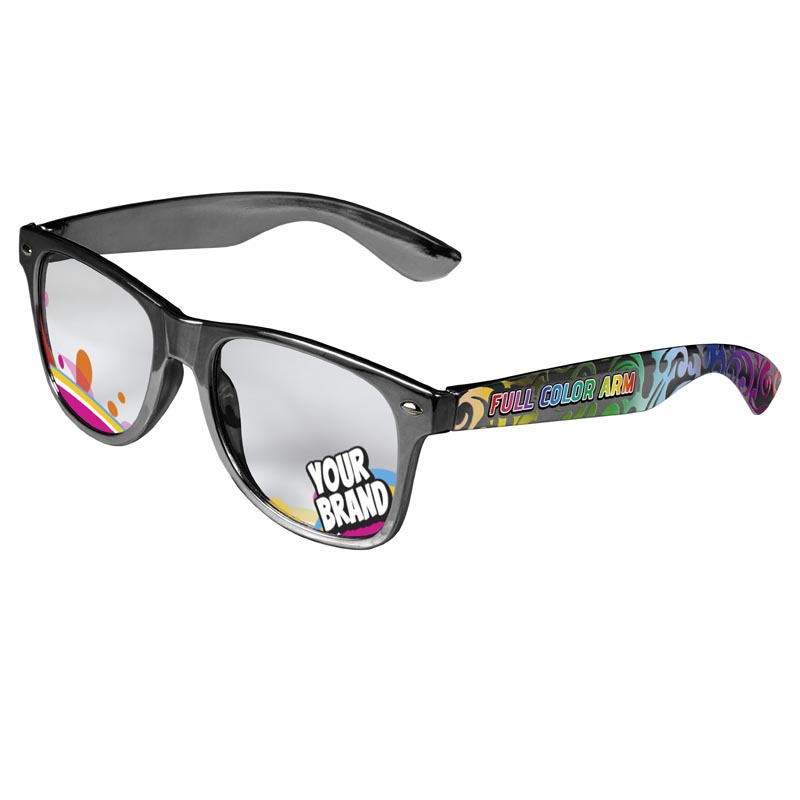 Direct-To-Lenses Custom Printed Clear Lenses Retro Sunglasses - Silver
