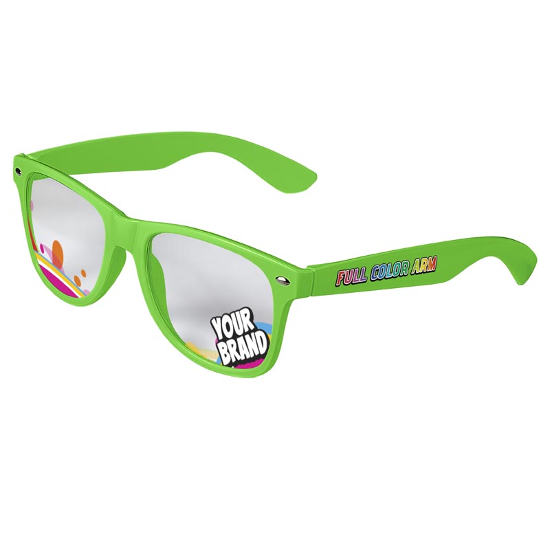Direct-To-Lenses Custom Printed Clear Lenses Retro Sunglasses - Green