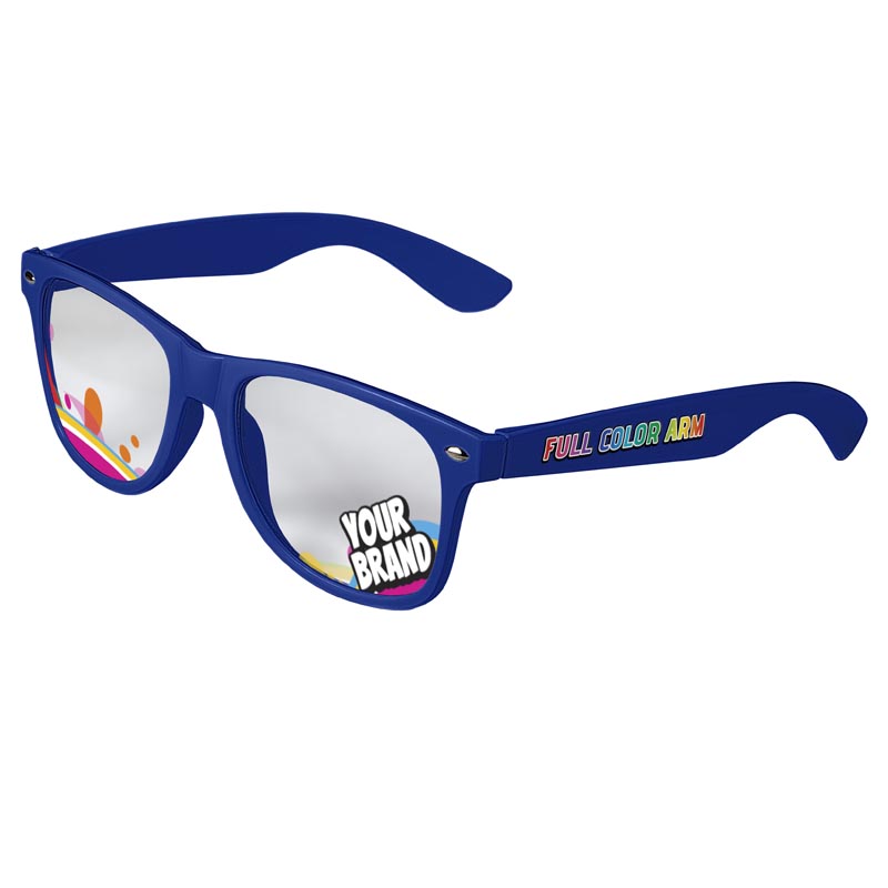 Direct-To-Lenses Custom Printed Clear Lenses Retro Sunglasses - Royal-Blue