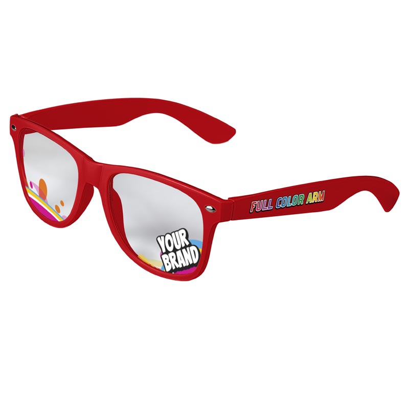 Direct-To-Lenses Custom Printed Clear Lenses Retro Sunglasses - Red