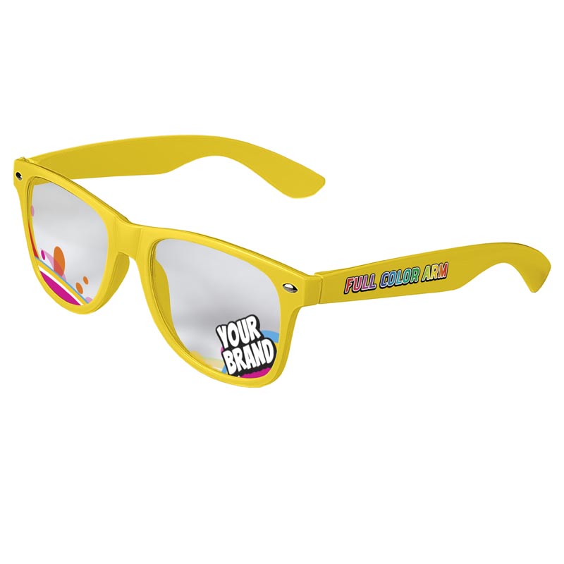 Direct-To-Lenses Custom Printed Clear Lenses Retro Sunglasses - Yellow