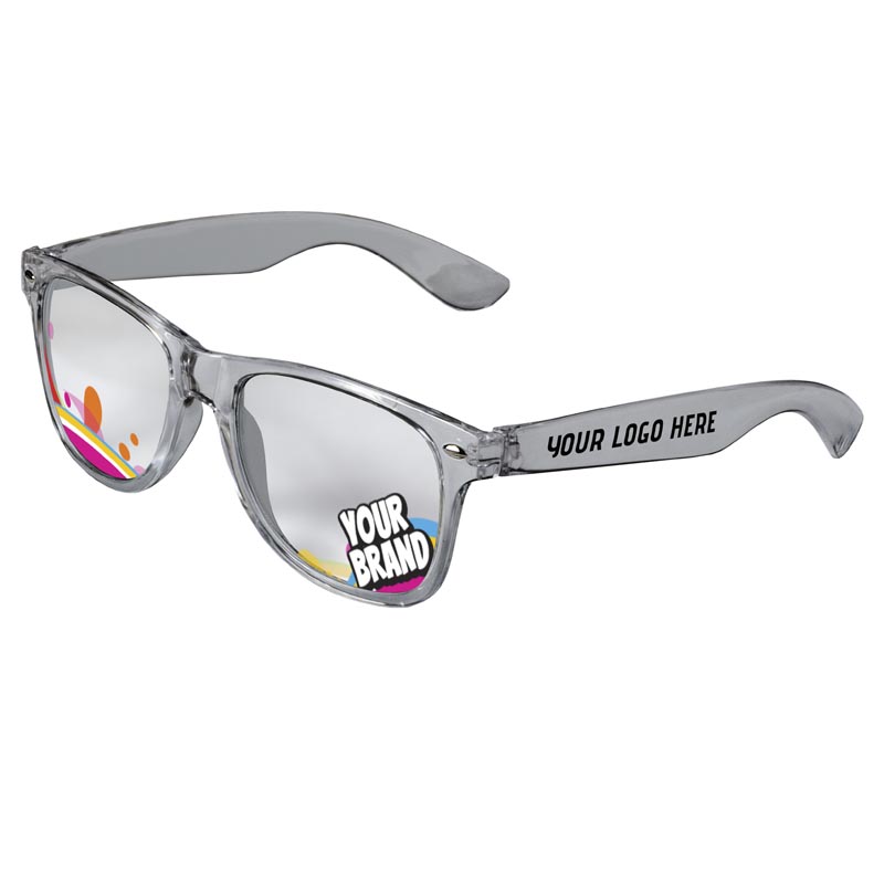 Direct-To-Lenses Custom Printed Clear Lenses Retro Sunglasses - Clear