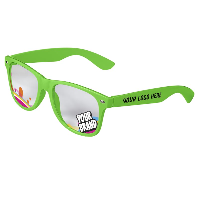 Direct-To-Lenses Custom Printed Clear Lenses Retro Sunglasses - Green