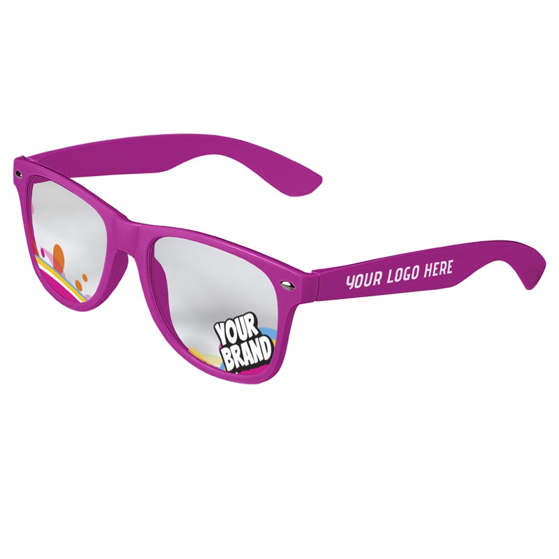 Direct-To-Lenses Custom Printed Clear Lenses Retro Sunglasses - Magenta