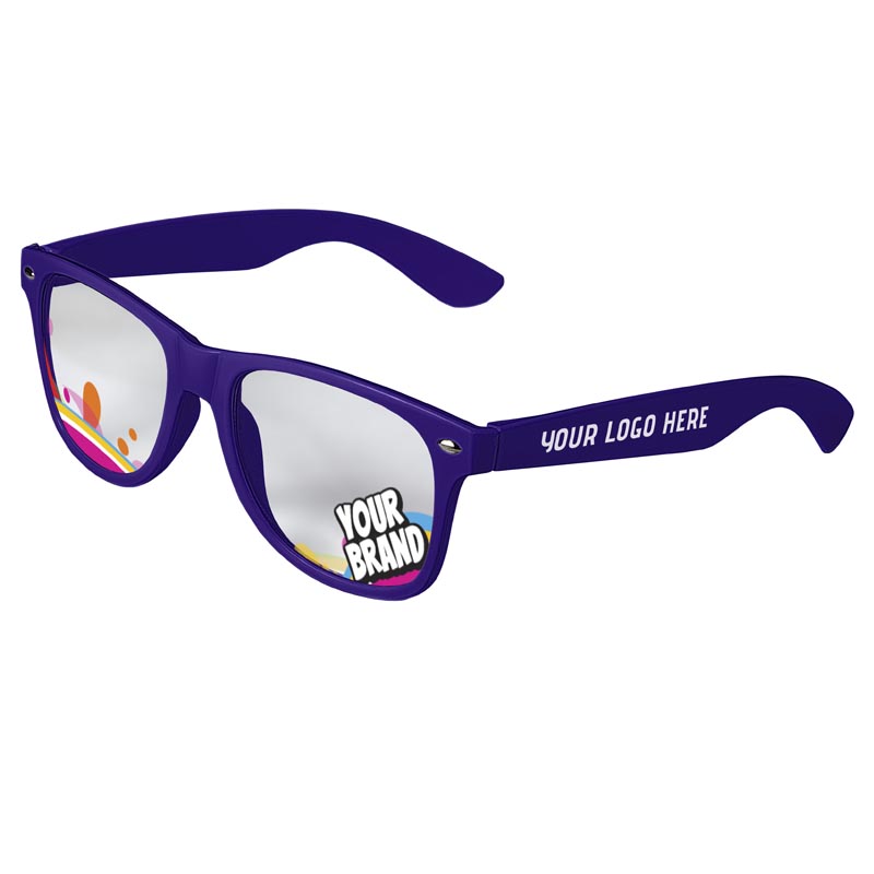 Direct-To-Lenses Custom Printed Clear Lenses Retro Sunglasses - Purple