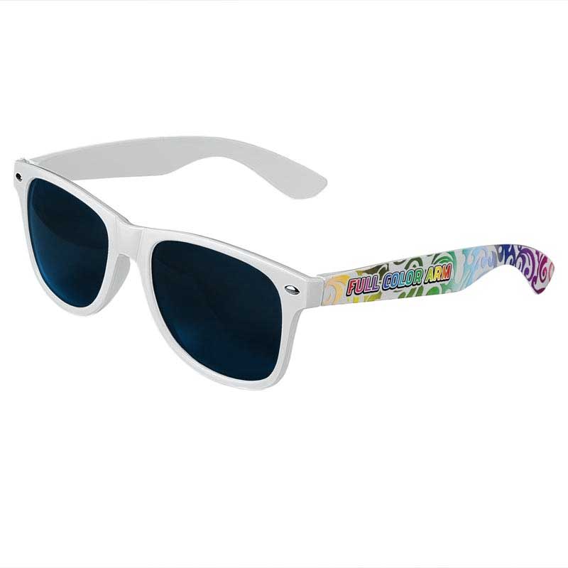 Retro Tinted Lens Sunglasses - White / Gold Lenses