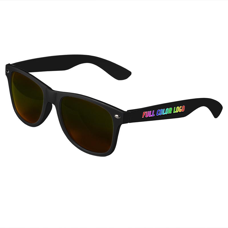Retro Tinted Lens Sunglasses - Black/ Gold Lenses