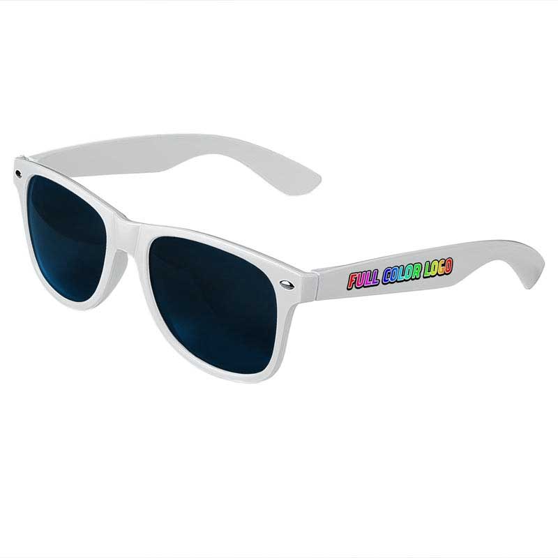 Retro Tinted Lens Sunglasses - White / Gold Lenses