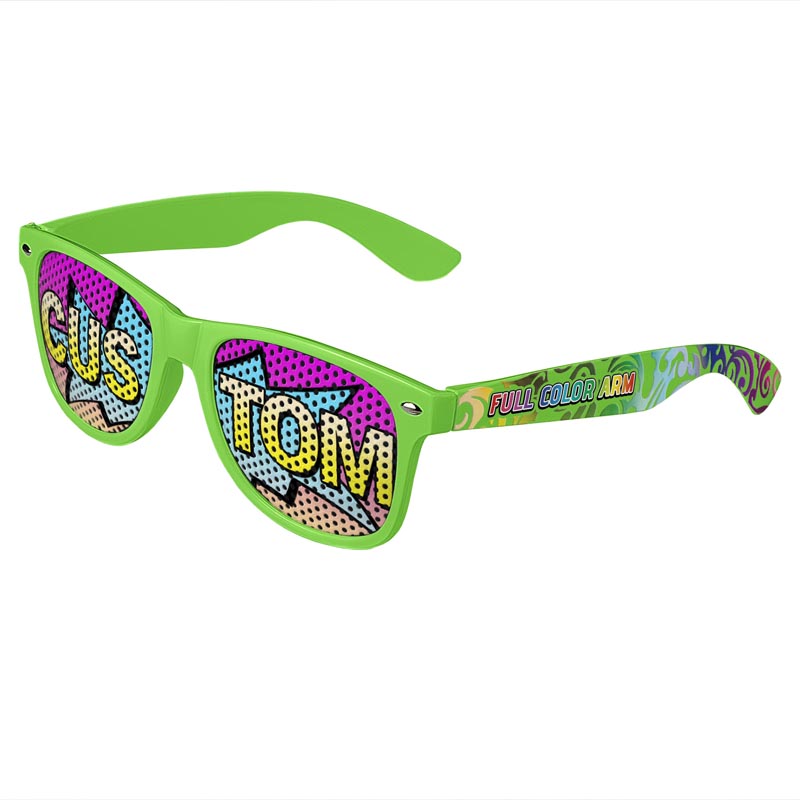 Logo Lenses Custom Printed Tinted Lenses Retro Sunglasses - Green