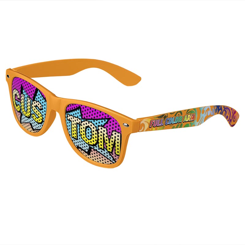 Logo Lenses Custom Printed Tinted Lenses Retro Sunglasses - Orange