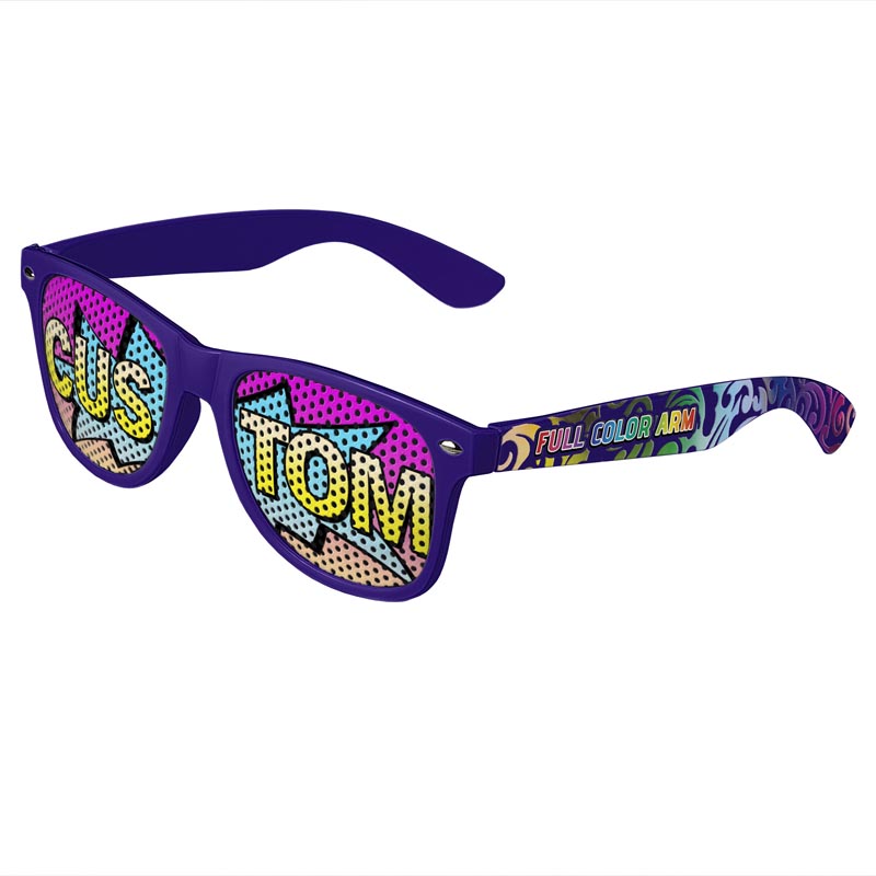 Logo Lenses Custom Printed Tinted Lenses Retro Sunglasses - Purple