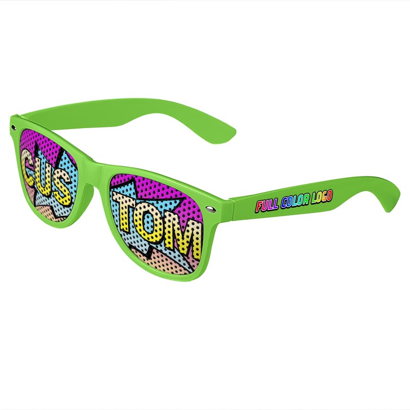 Logo Lenses Custom Printed Tinted Lenses Retro Sunglasses - Green