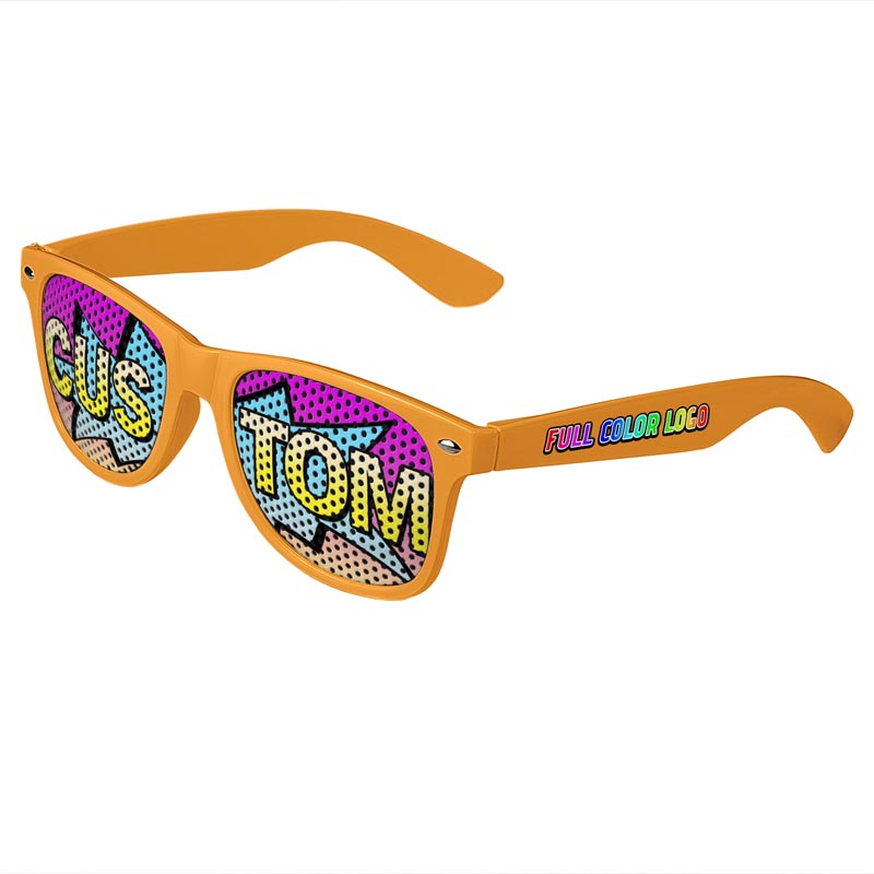 Logo Lenses Custom Printed Tinted Lenses Retro Sunglasses - Orange