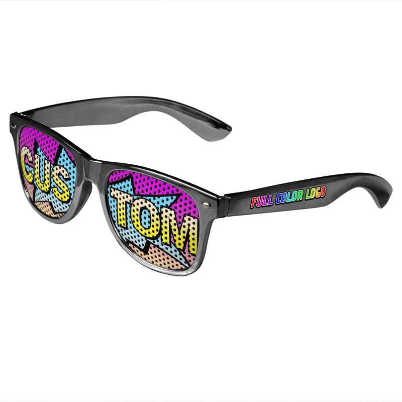 Logo Lenses Custom Printed Tinted Lenses Retro Sunglasses Royal Blue