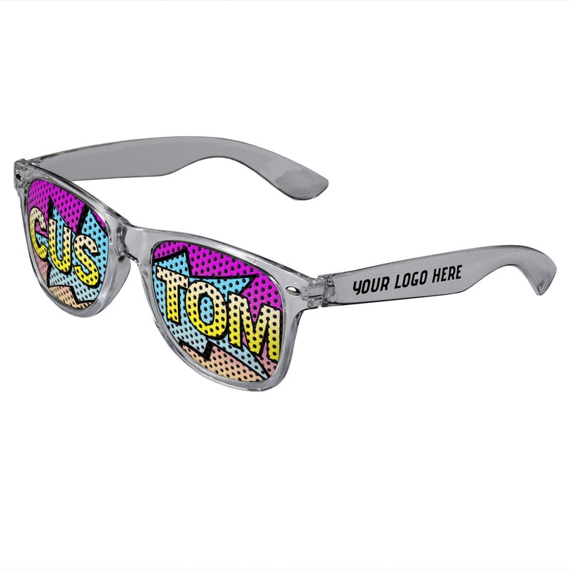 Logo Lenses Custom Printed Tinted Lenses Retro Sunglasses - Clear