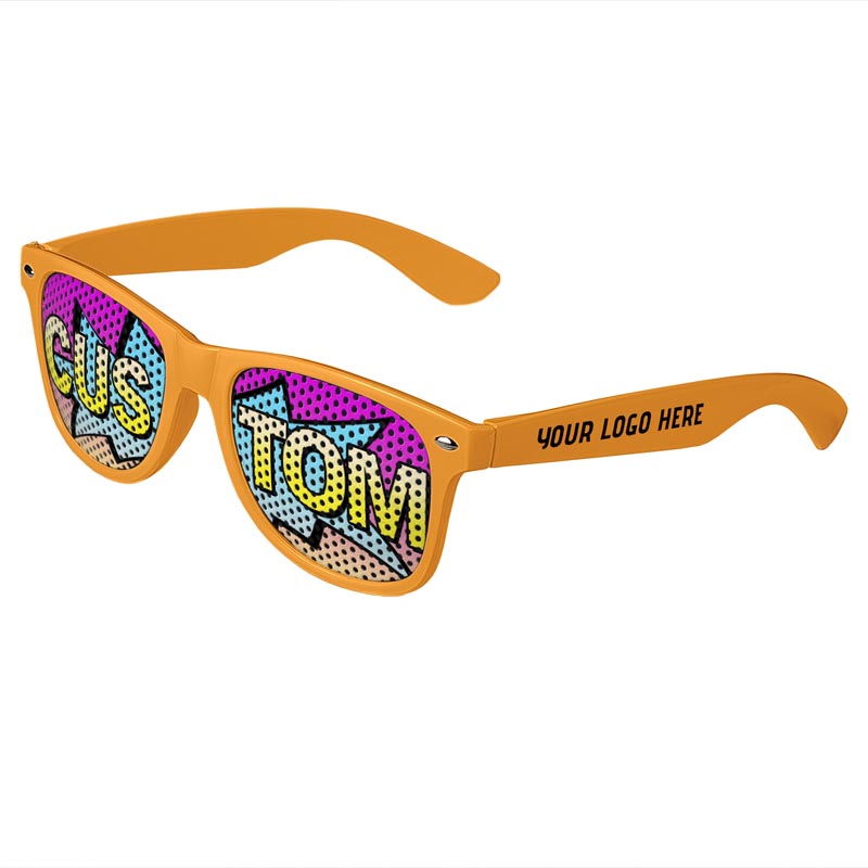 Logo Lenses Custom Printed Tinted Lenses Retro Sunglasses - Orange